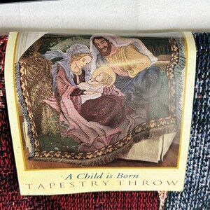 NWT Select Edition Tapestry Throw Blanket A Child is Born Sz. 50” X 60” USA Vtg